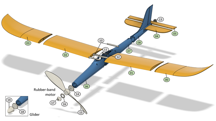 A blue and yellow airplane Description automatically generated